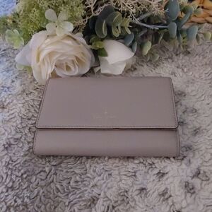 Kate Spade New York Bifold Wallet Beige Leather
